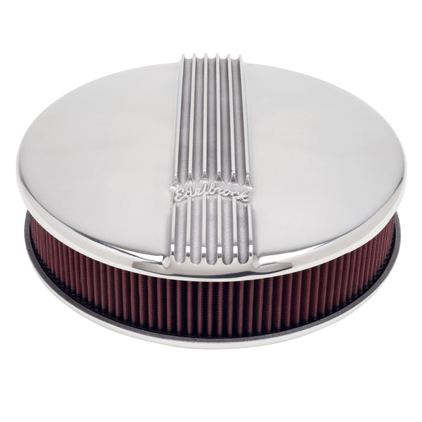Edelbrock Classic Finned Cast Aluminum Air Cleaner, 14"x3", Polished, USA Made, 1966-91 AMC V8 (FREE lower 48 ground shipping in approx. in 1-2 weeks)
