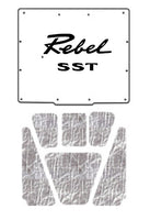 Hood Insulation Pad, Molded ABS Cover with 3D Rebel SST Logo & Heat Shield Insulation Panels, 1967-70 AMC Rebel (FREE lower 48 ground shipping in approx. 2-3 weeks)