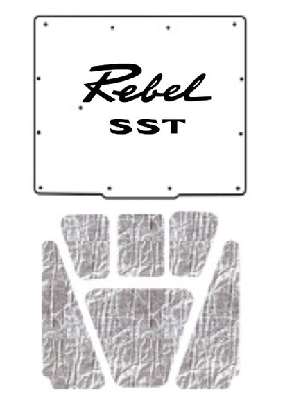 Hood Insulation Pad, Molded ABS Cover with 3D Rebel SST Logo & Heat Shield Insulation Panels, 1967-70 AMC Rebel (FREE lower 48 ground shipping in approx. 2-3 weeks)