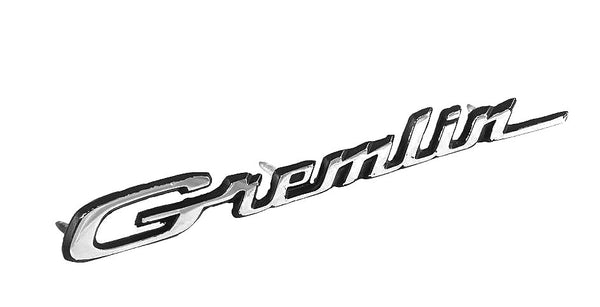 Emblem, Gremlin Script Hood & Quarter Panels, Show Quality, 1971-78 Gremlin (FREE lower 48 ground shipping in approx. in 1-2 weeks)