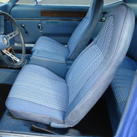 Bucket Seat Covers, Show Quality Reproduction, Domino Cloth Inserts w/Ribbed Cloth Bolster & Coachman Grain Skirts, Choose From 4 Colors, 1973 AMC Hornet, Javelin, Javelin AMX (FREE lower 48 ground shipping in approx. 3 months)