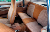 Rear Bench Seat Covers, Show Quality Reproduction, Domino Cloth Inserts w/Ribbed Cloth Bolster & Coachman Grain Skirts, Choose From 4 Colors, 1974 AMC Javelin, Javelin AMX (FREE lower 48 ground shipping in approx. 3 months)