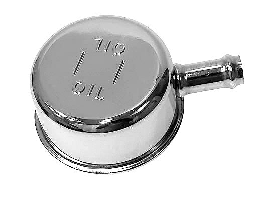 Chrome Breather Cap, For Oil Fill Tube, With Emission Hose Port, 1966-91 AMC V8 (FREE lower 48 ground shipping in approx. in 1-2 weeks)