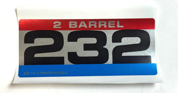 Air Cleaner Decal, 232 2-Barrel, 1971-79 AMC - FREE lower 48 ground shipping in approx. 1-2 weeks