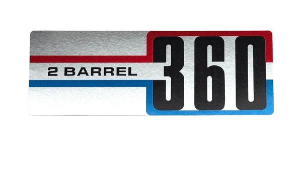 Air Cleaner Decal, 360 2-Barrel, 1972-91 AMC, Jeep - FREE lower 48 ground shipping in approx. 1-2 weeks