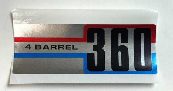 Air Cleaner Decal, 360 4-Barrel, 1972-81 AMC, Jeep - FREE lower 48 ground shipping in approx. 1-2 weeks