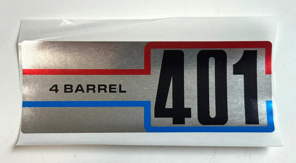 Air Cleaner Decal, 401 4-Barrel, 1972-74 AMC, 1972-78 Jeep - FREE lower 48 ground shipping in approx. 1-2 weeks