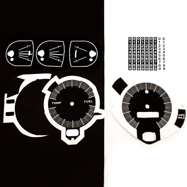 Dash Decal Kit 120MPH, 1969 AMC Javelin, AMX - FREE lower 48 ground shipping in approx. 1-2 weeks