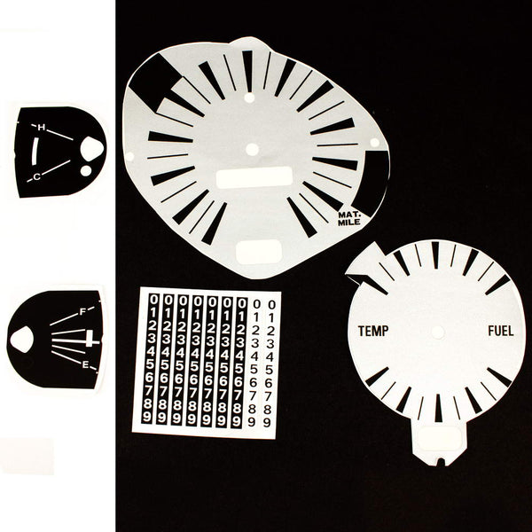 Dash Decal Kit, 120MPH w/Tach & Low Fuel Option, 1971-73 AMC Matador - FREE lower 48 ground shipping in approx. 1-2 weeks