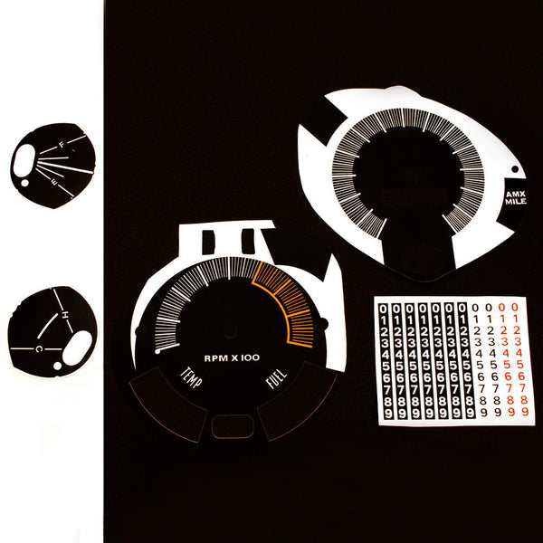 Dash Decal Kit 140MPH w/Tach, 1970 AMC Javelin, AMX - FREE lower 48 ground shipping in approx. 1-2 weeks