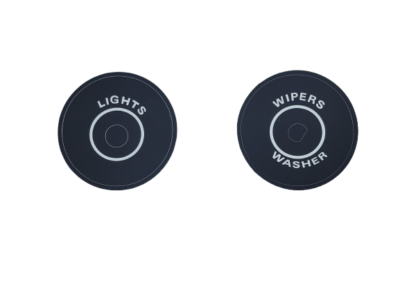Dash Switch Bezels Decal Kit, Lights & Wipers & Washer, 1968-70 AMC Javelin, AMX w/Go Package (without wood grain) - FREE lower 48 ground shipping in approx. 1-2 weeks
