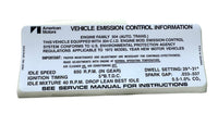 Engine Emissions Decal, 304 V8, Automatic, P/N SF3216104 - 1972 AMC Ambassador, Gremlin, Hornet, Javelin, Javelin AMX, Matador, FREE lower 48 ground shipping in approx. 1-2 weeks