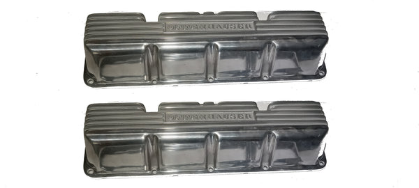 Ensemble de couvercles de soupape en aluminium moulé à ailettes Offenhauser, poli, fabriqué aux États-Unis, AMC V8 1966-91 (livré dans environ 1 à 3 mois)