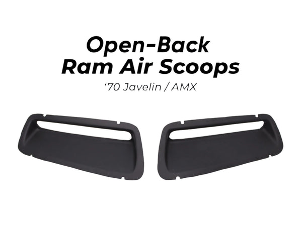 Ram Air Hood Scoop Kit, Open Back, Black Molded Plastic Reproduction, 1970 AMC AMX, Javelin (FREE lower 48 ground shipping in approx. 1-2 Weeks)