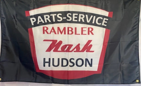 Wall Flag, Rambler Nash Hudson Service Logo, Black, 3'x5' (FREE lower 48 ground shipping in approx. in 1-2 weeks)