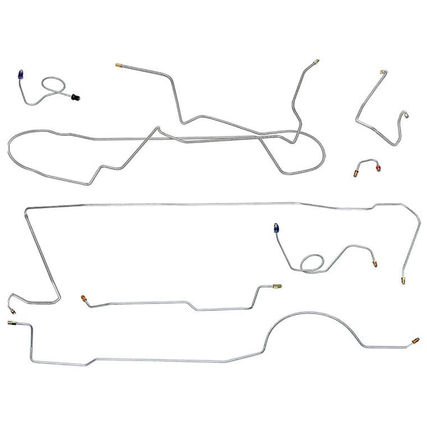 Manual Front Disc Brake Line Kit, 1971-74 AMC Javelin, Javelin AMX, 8 PC, OE Steel or Stainless (FREE lower 48 ground shipping in approx. 1-2 weeks)