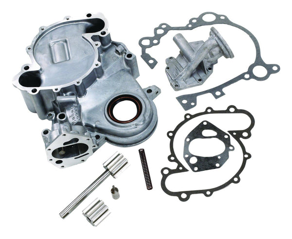 Die Cast Aluminum Timing Cover & HD Oil Pump Kit, Correctly Machined, 1966-91 AMC V8 (FREE lower 48 ground shipping in approx. 1-2 weeks)